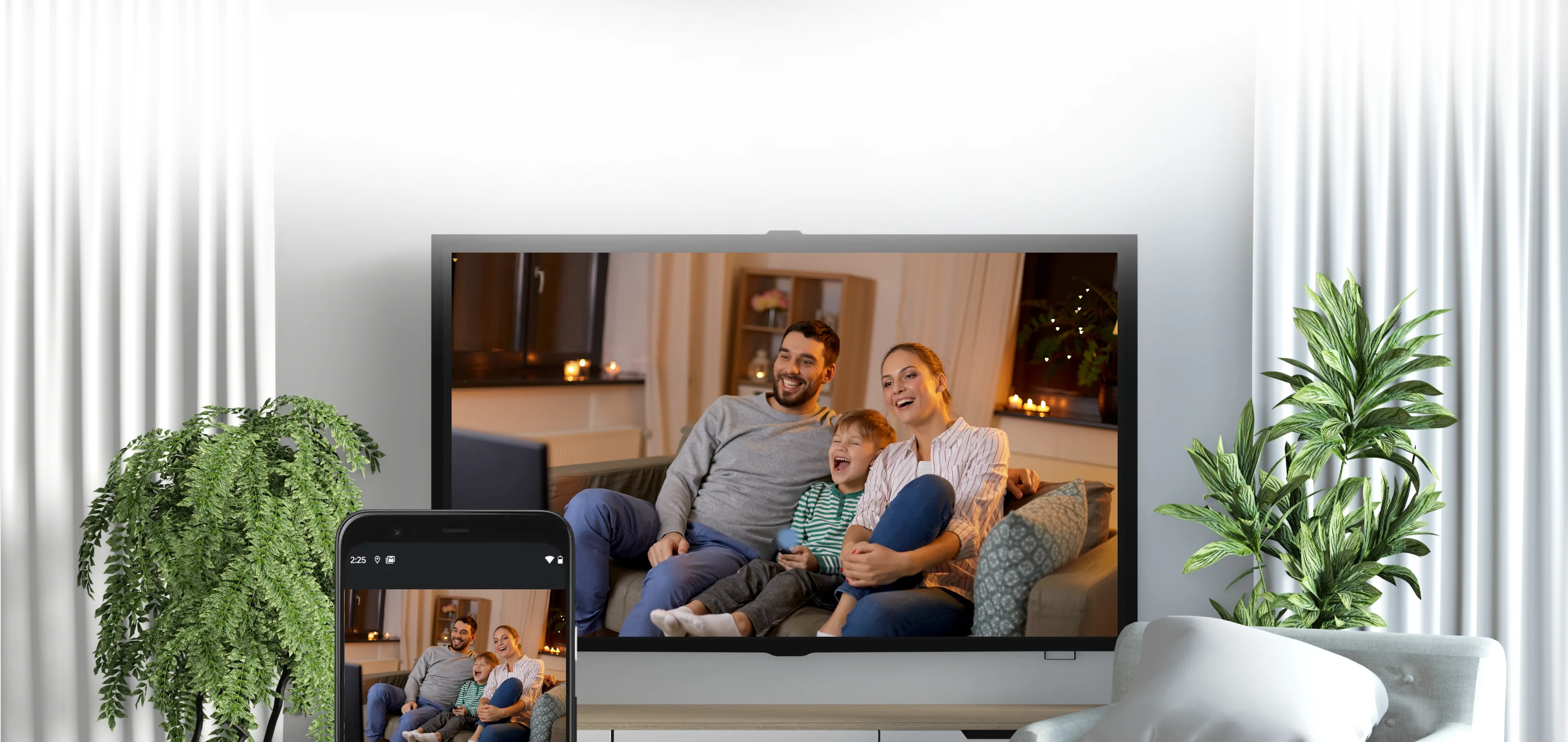 A movie cast from a phone to the TV screen